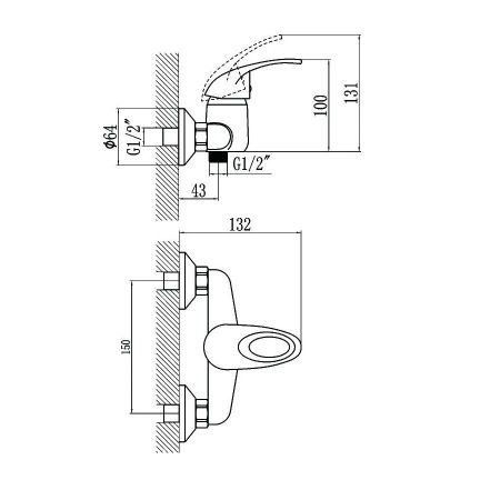 Смеситель для душа Fmark FM3003, хром, артикул FM3003