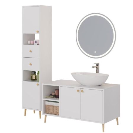 Тумба с раковиной напольная Dreja Luno 100 см, белый, артикул 99-2003-com