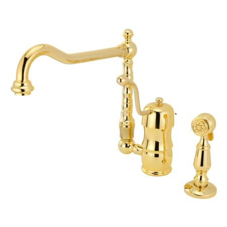 CUCINA QUEEN NOSTALGIA Смеситель для кухни моноком., на два отв. с лейкой, золото, артикул 18283