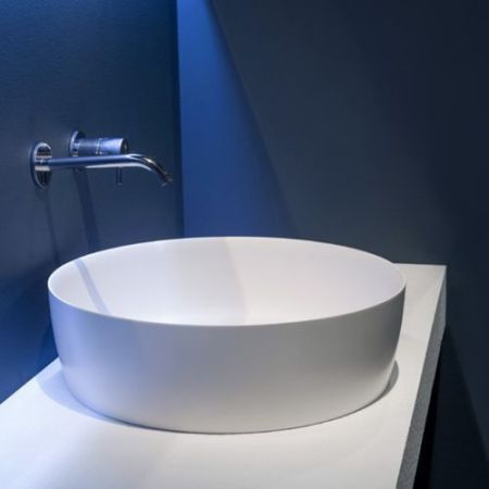 ANTONIO LUPI CATINO Раковина Ø500х150 мм., для установки на столешницу, с самотечным донным клапаном и фитингом для сифона, Flumood, цвет белый