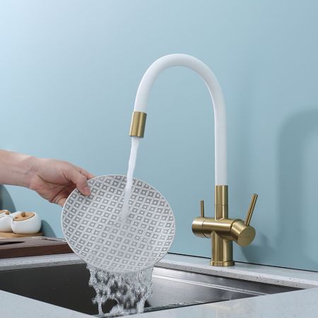 Смеситель для кухни с подключением фильтра Splenka S70.64.03, золотой сатин, артикул S70.64.03