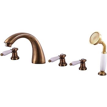 *Смеситель для ванны на 5 - отверстий. Переключатель керам. MD0448.5, душ.шланг с пружин.2м латунь