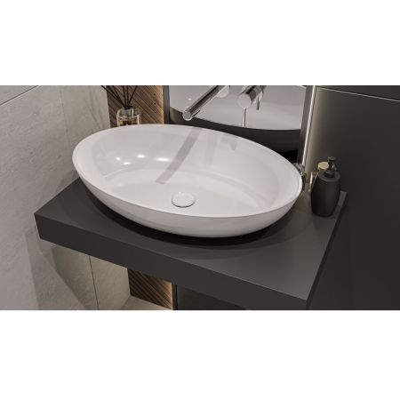 Умывальник WHITECROSS Citrine 60x40 (белый глянец) иск. камень, артикул 0717.060040.100