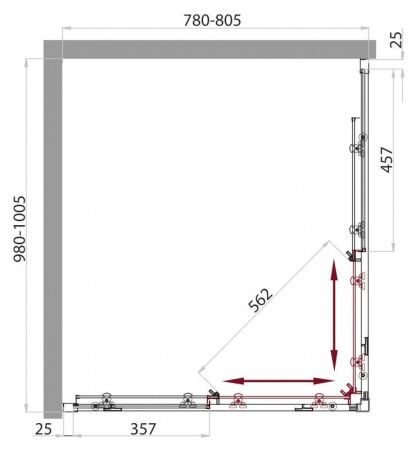 Душевой уголок BELBAGNO SELA-AH-2, артикул SELA-AH-2-100/90-P-Cr