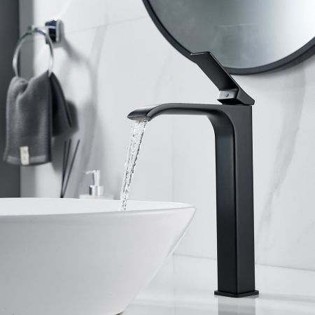 Смеситель для раковины высокий Shevanik S4011H, черный, артикул S4011H