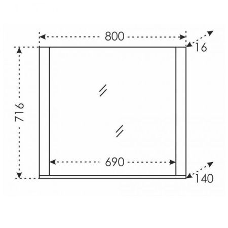 Зеркало с полкой "Венера 80" с выключателем, дуб бежевый