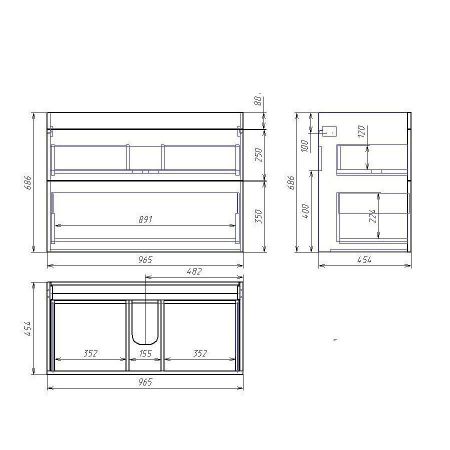 Тумба Sjel stor 100, белый лак, артикул OW25.13.00