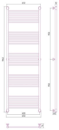 Полотенцесушитель водяной "Богема+" прямая 1900х600 (САТИН)