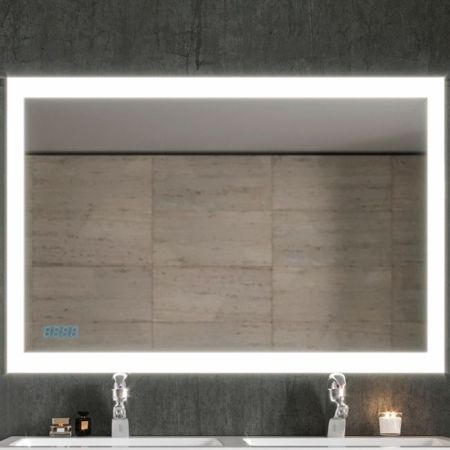 Зеркало Бриклаер Вега 125 на взмах руки с подсветкой и часами, артикул 4627125414398