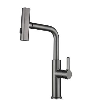 Смеситель для кухни ПРОФСАН STEEL с выдвижной лейкой графит (PSM-308-96)
