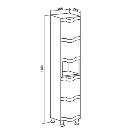 Пенал Runo правый с корзиной для белья Стиль 30 (00000001122), артикул 00000001122