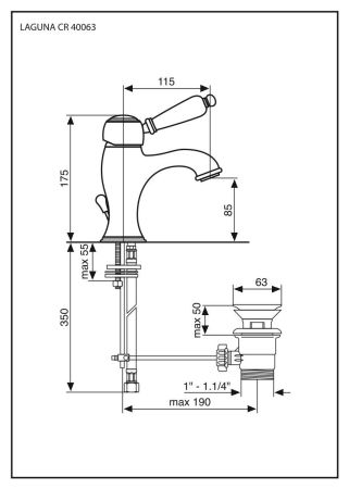 Смеситель Laguna с донным клапаном для раковины, цвет золото, артикул 40063OR