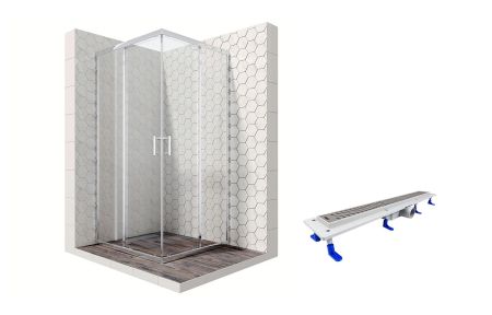 Душевой уголок Ambassador Kingston 14011102-ST11, квадратный, линейный трап, 90х90