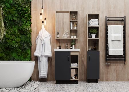 Тумба Onika Тимбер 60 напольная, серая мат./дуб сонома (ум. Фостер 60), артикул 106116