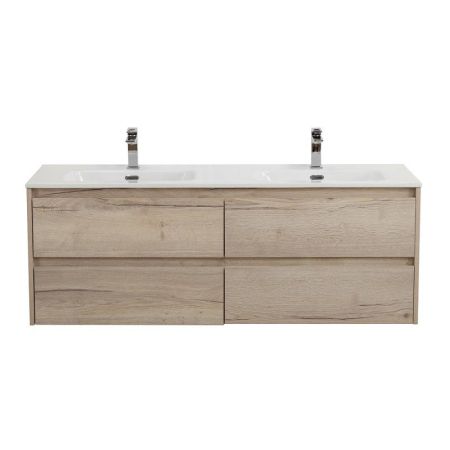 KRAFT База под раковину подвесная с четырьмя выкатными ящиками для раковины с двумя чашами, Rovere Nebrasca Nature,1200x460x500,KRAFT-1200-4C-SO-2-RNN, артикул KRAFT-1200-4C-SO-2-RNN