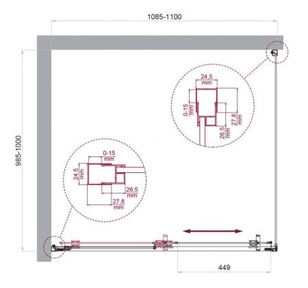 LUCE-AH-1-110/90-C-Cr Душевой уголок, артикул LUCE-AH-1-110/90-C-Cr