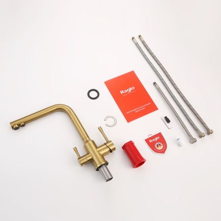 Смеситель для кухни с подключением фильтра Raglo R81.61.03, золотой сатин