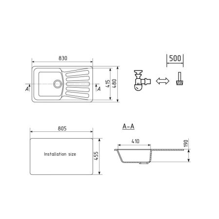 Кухонная мойка Ulgran U-203-310, серый, артикул U-203-310