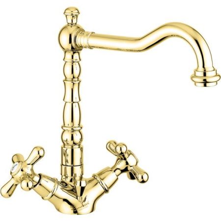 Смеситель Deco Old с донным клапаном для раковины, цвет золото, артикул 12613OR