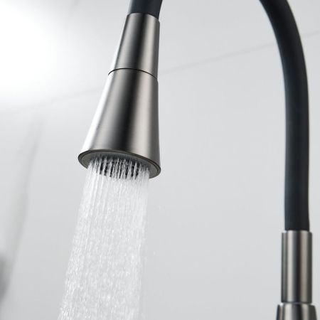 Смеситель для кухни с гибким изливом Raffine F313T-3, оружейная сталь