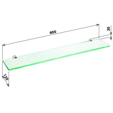 Полка стеклянная ALFA 600x20x120мм, хром, артикул 102402242