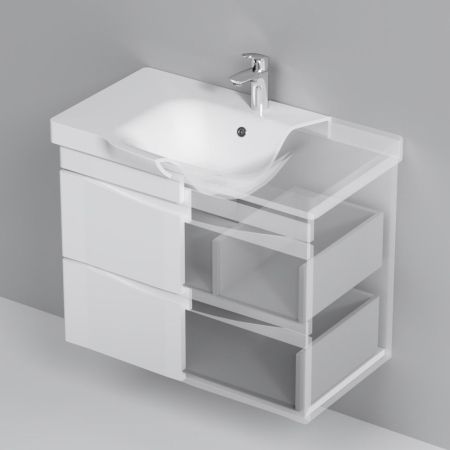 M80FHX0802WG Like, База под раковину, подвесная, 80 см, 2 ящика, белый, глянцевая, шт, артикул M80FHX0802WG