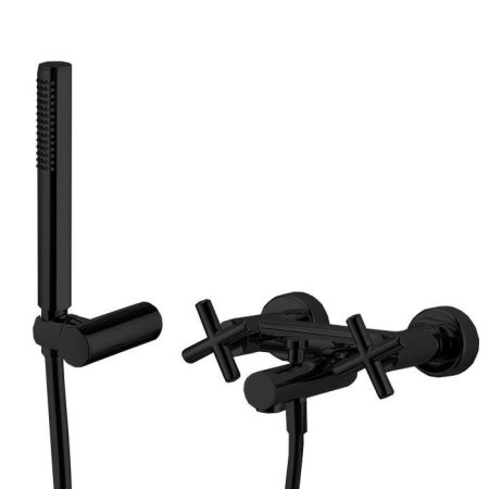Fima Carlo Frattini Maxima Смеситель для ванны, настенный, с ручным душем, цвет: чёрный матовый, артикул F5304NS