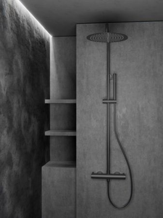 Душевая система с термостатом Knotlor SS-24/GM, вороненая сталь, артикул SS-24/GM