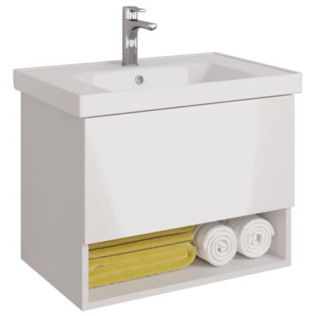 Тумба с раковиной подвесная Dreja Perfecto 70 см, белый, артикул 99-0807-com