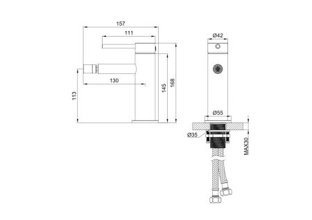 Смеситель для биде WONZON & WOGHAND STICK, Брашированный никель (WW-88339017-BN)