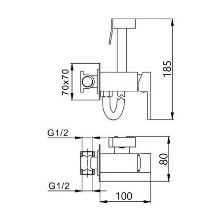 Гигиенический душ со смесителем встраиваемый FILARETE Fing FL101BL, черный