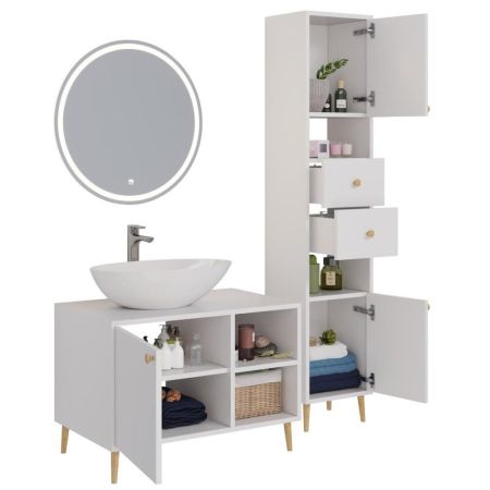 Тумба с раковиной напольная Dreja Luno 80 см, белый, артикул 99-2002-com