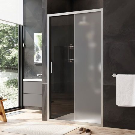 W90G-110-1-195MM Gem Solo Дверь душевая 110х195, стекло матовое, профиль матовый хром, артикул W90G-110-1-195MM
