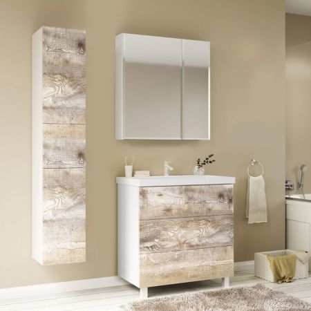 Тумба под раковину Marka One Mix 70Н Push Бетон, артикул У69539