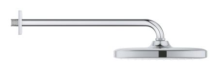 Верхний душ GROHE Tempesta 250 CUBE, квадратный + Душевой кронштейн 380 мм, хром (26682000), артикул 26682000