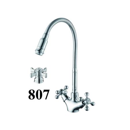 Смеситель для кухни с гибким изливом D-Lin D153807-Q, хром