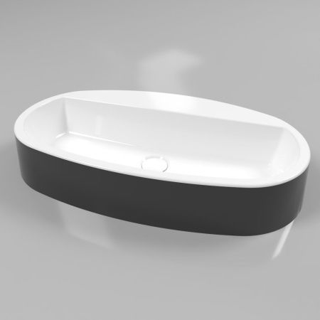 Умывальник WHITECROSS Obsidian D 65x37 (черный/белый глянец) иск. камень Умывальник WHITECROSS Obsidian D 65x37 (черный/белый глянец) иск. камень