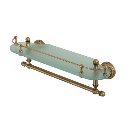 MIRELLA Полка c галереей L40 см, с полотенцедержателем, стекло матовое/бронза, артикул 17179