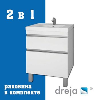 Тумба с раковиной подвесная/напольная Dreja Grace Plus 60 см, белый