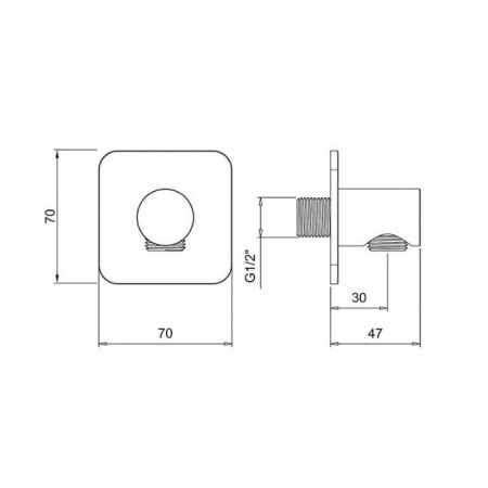 Шланговое подсоединение, Almar, Showers Accessories, держатель-в комплекте, стандарт подвода воды-1/2", цвет-Absolute Black Brushed PVD, артикул E095039.AB
