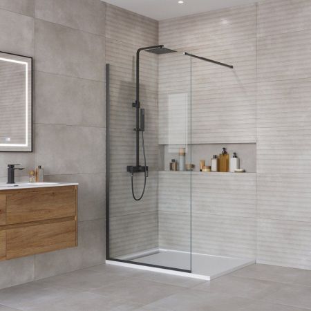 Душевая перегородка BELBAGNO KRAFT-L-1 арт. KRAFT-L-1-80-C-NERO, артикул KRAFT-L-1-80-C-NERO