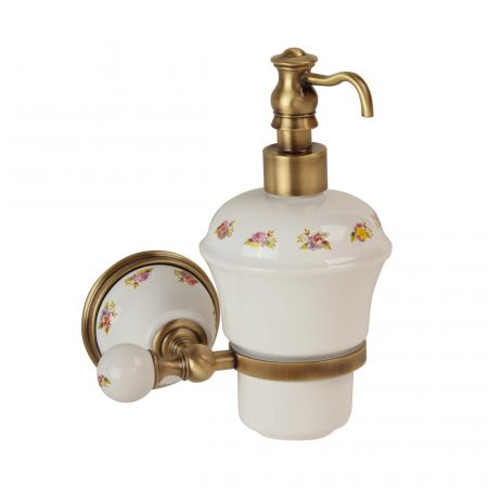 PROVANCE Дозатор жидкого мыла настенный, керамика с декором/бронза, артикул 17620