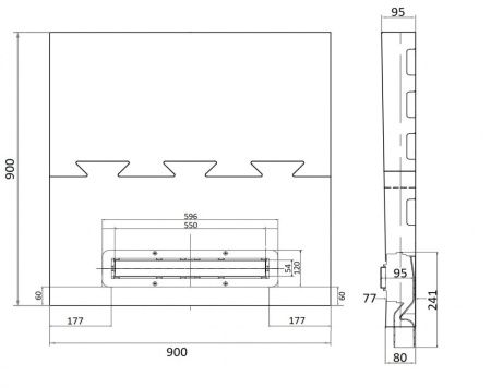 Душевой поддон под плитку Confluo Board UNI 900 со встроенный лотком Frameless Line 550