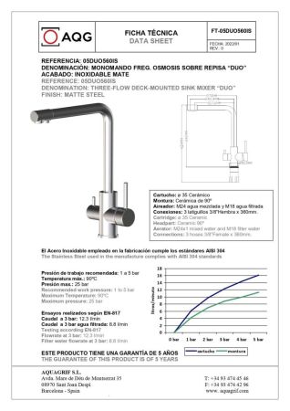 AQG DUO, смеситель для кухни с фильтром, цвет нержавеющая сталь, артикул 05DUO560IS