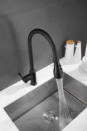 Смеситель для кухни с выдвижным изливом Shevanik S163H, черный, артикул S163H