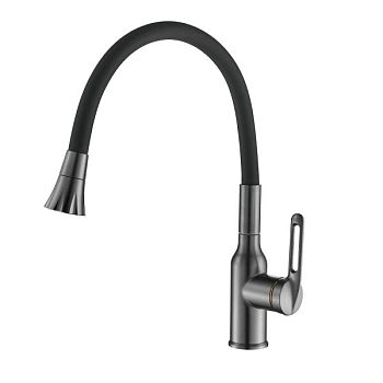 Смеситель для кухни с гибким изливом Raffine F303T-3, оружейная сталь
