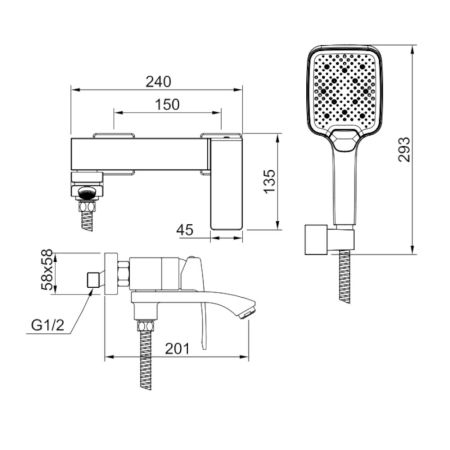 Смеситель для ванны Raglo R01.30.03, сатин золотой
