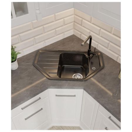 Кухонная мойка GranFest CORNER 800E, черный, артикул C-800E черный