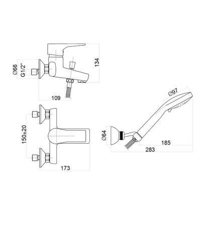 Смеситель для ванны Fiore XO 73CR7304, хром