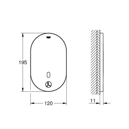 Термостатический смеситель для душа GROHE Eurosmart Cosmopolitan E Special, скрытый монтаж, комплект верхней монтажной части без ручки, хром (36463000)